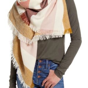 Madewell Frayed Trim Bold Stripe Blanket Scarf